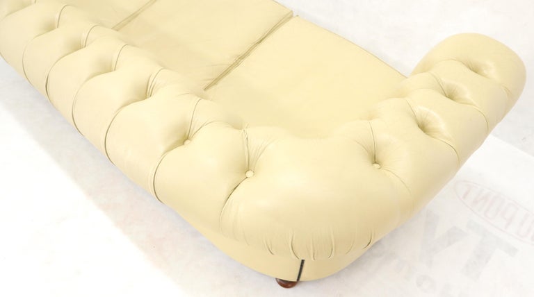 Cream Tufted Leather Chesterfield Sofa For Sale 8