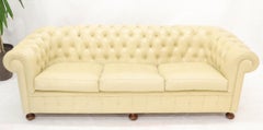 Cream Tufted Leather Chesterfield Sofa
