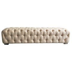 Cream Tufted Ultrasuede Shlomi Haziza Bench