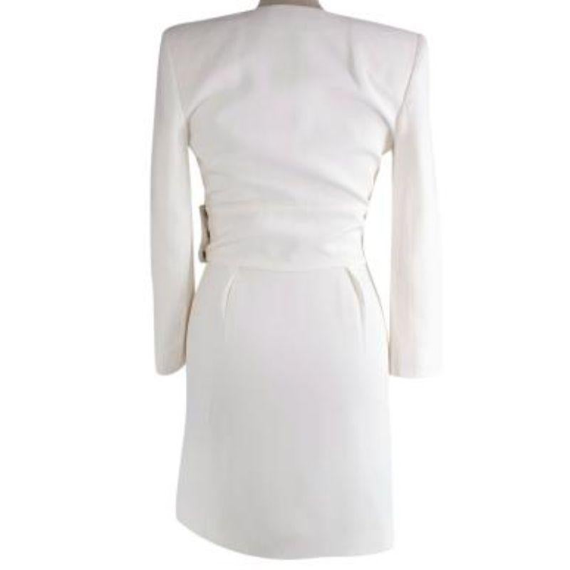 Cream V-Neck Wrap Mini Dress In Good Condition For Sale In London, GB