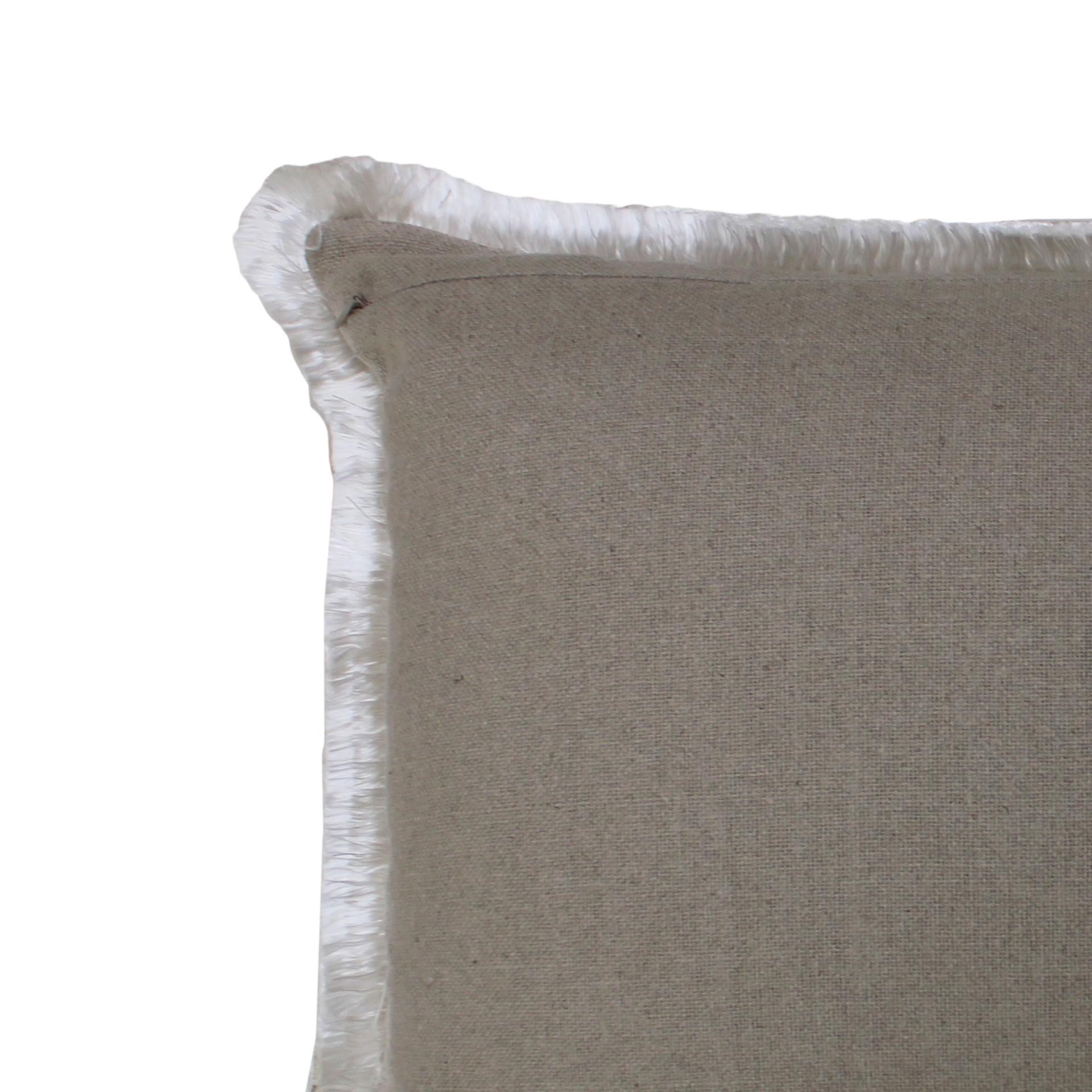 European Cream Velvet Cushion in Cotton with Double Tinsel and Linen Back For Sale