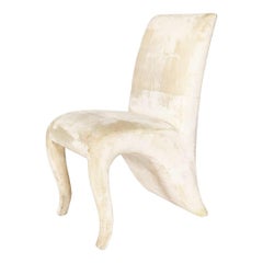 Cream Velvet Dialogica New York "Splash" Dining Chair, 1992, Sculptural, Organic
