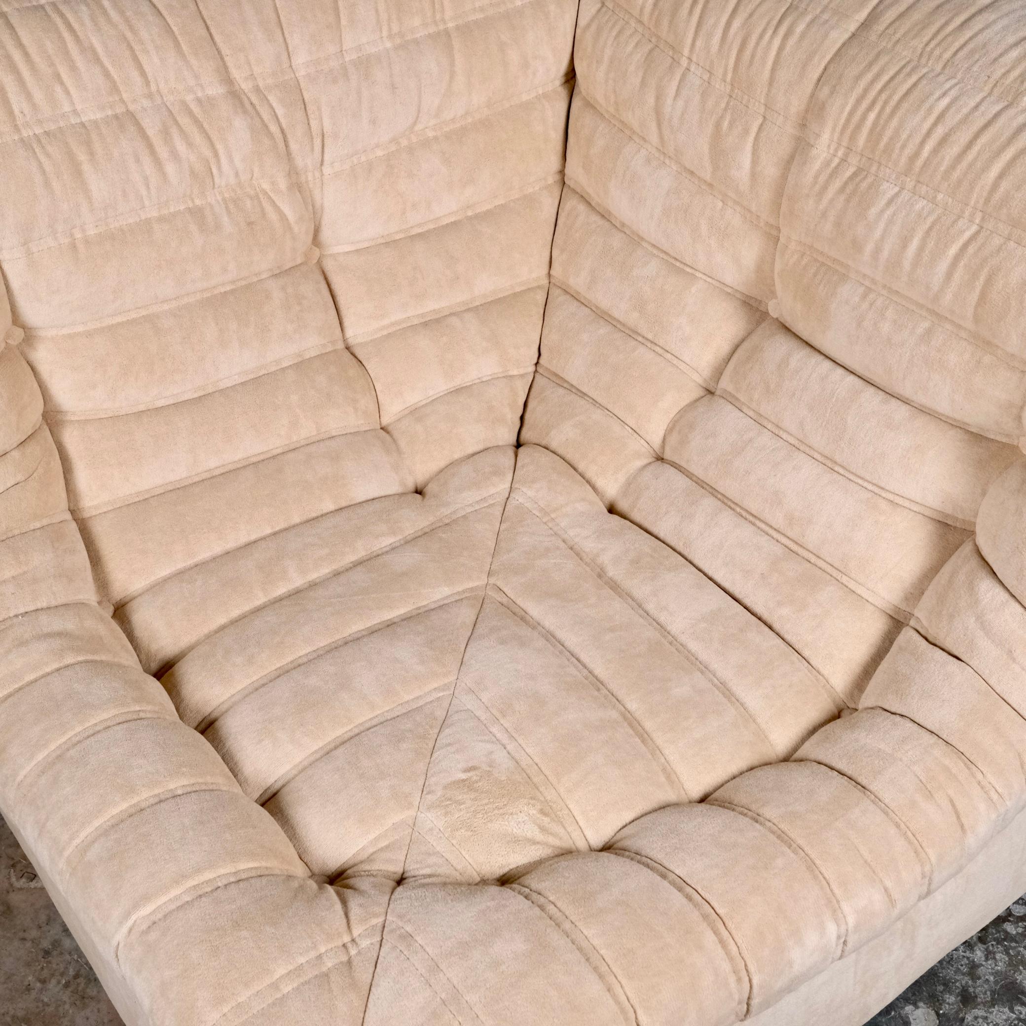 Cream velvet sectional sofa or living room set by Erton, France, 1970s 5