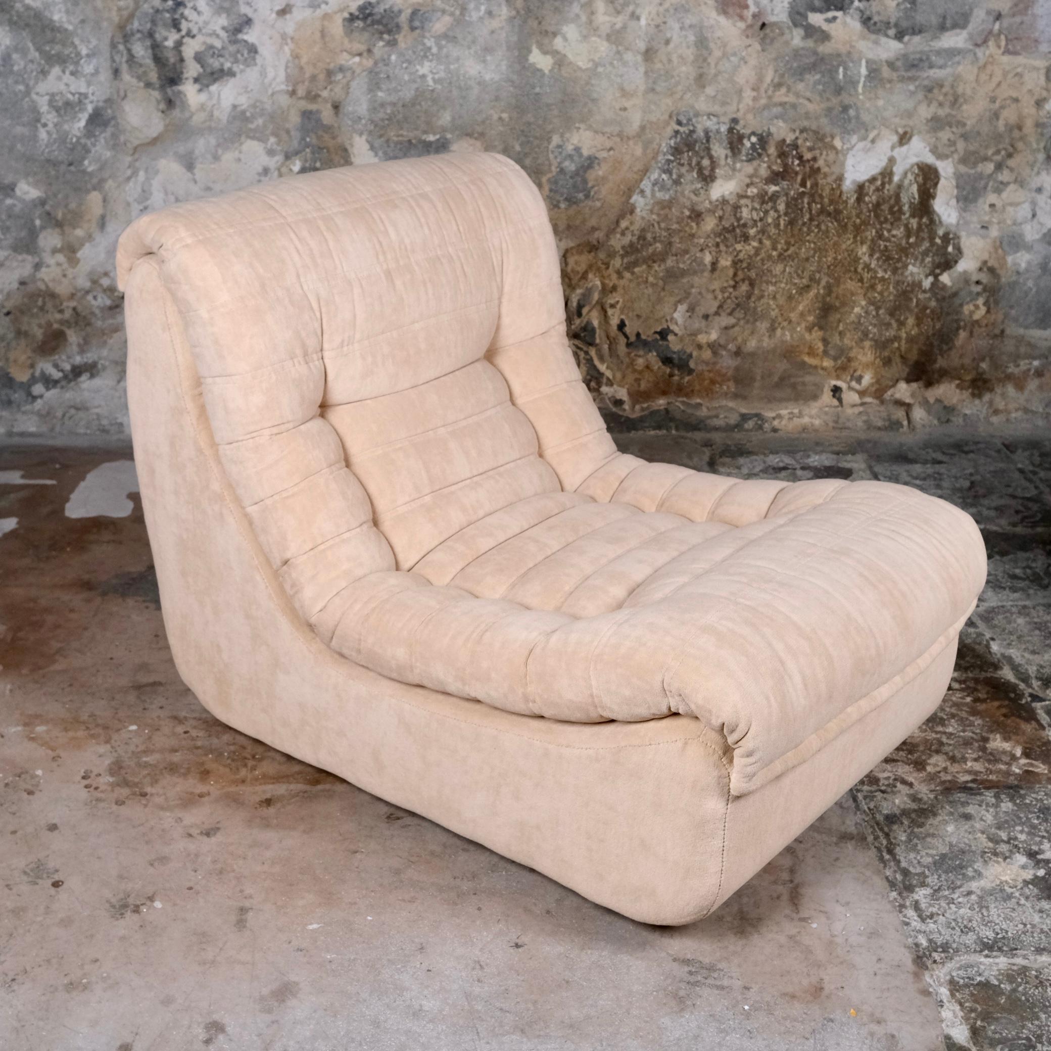 Cream velvet sectional sofa or living room set by Erton, France, 1970s 7