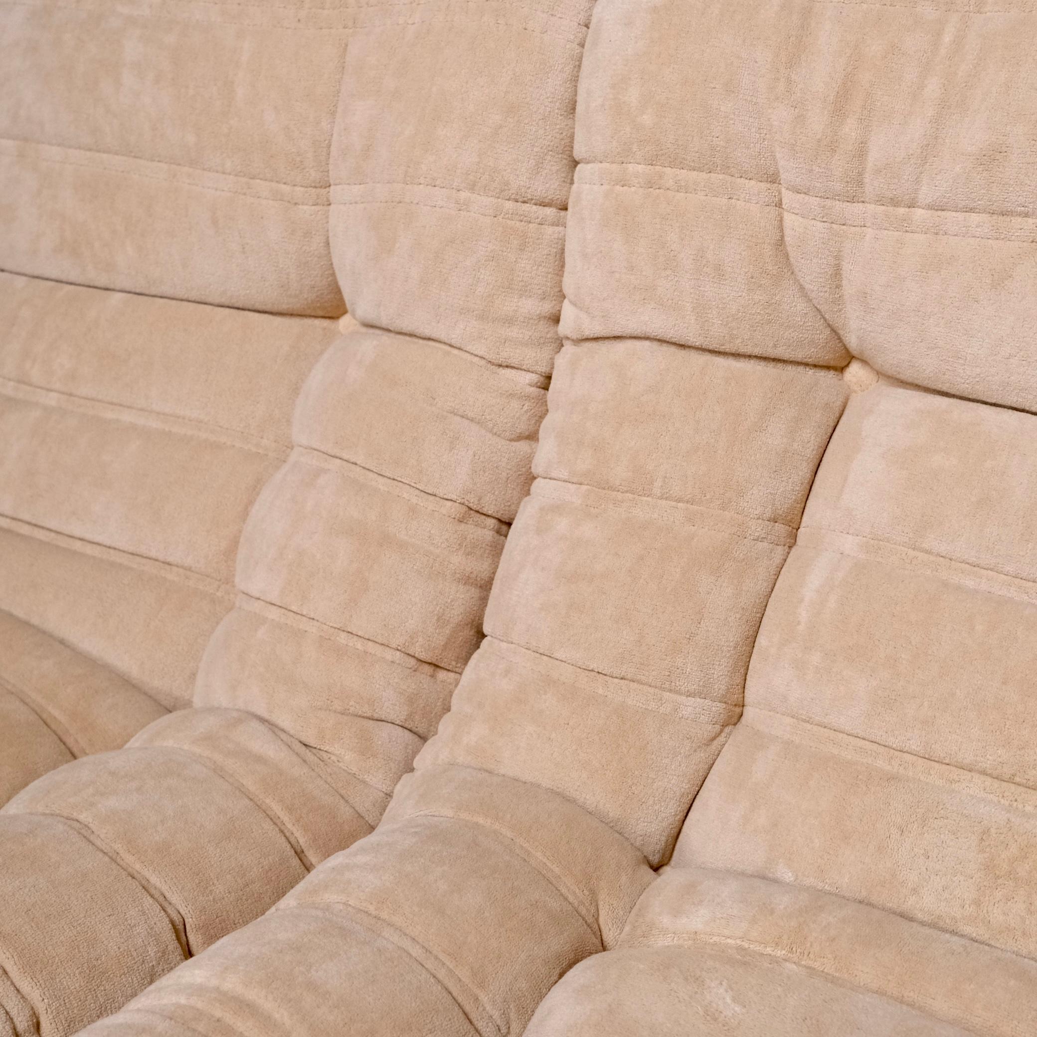 Cream velvet sectional sofa or living room set by Erton, France, 1970s 9