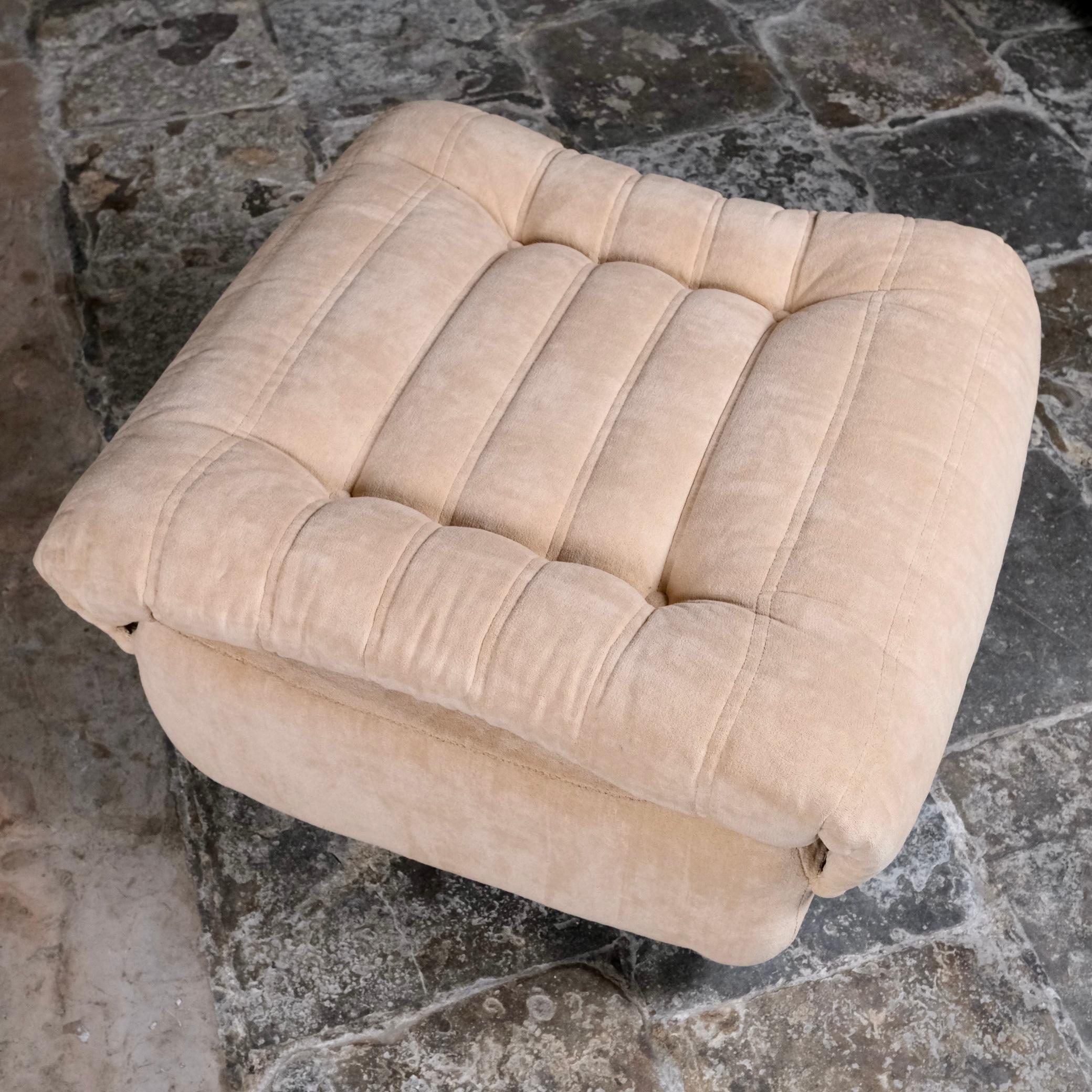 Cream velvet sectional sofa or living room set by Erton, France, 1970s 10