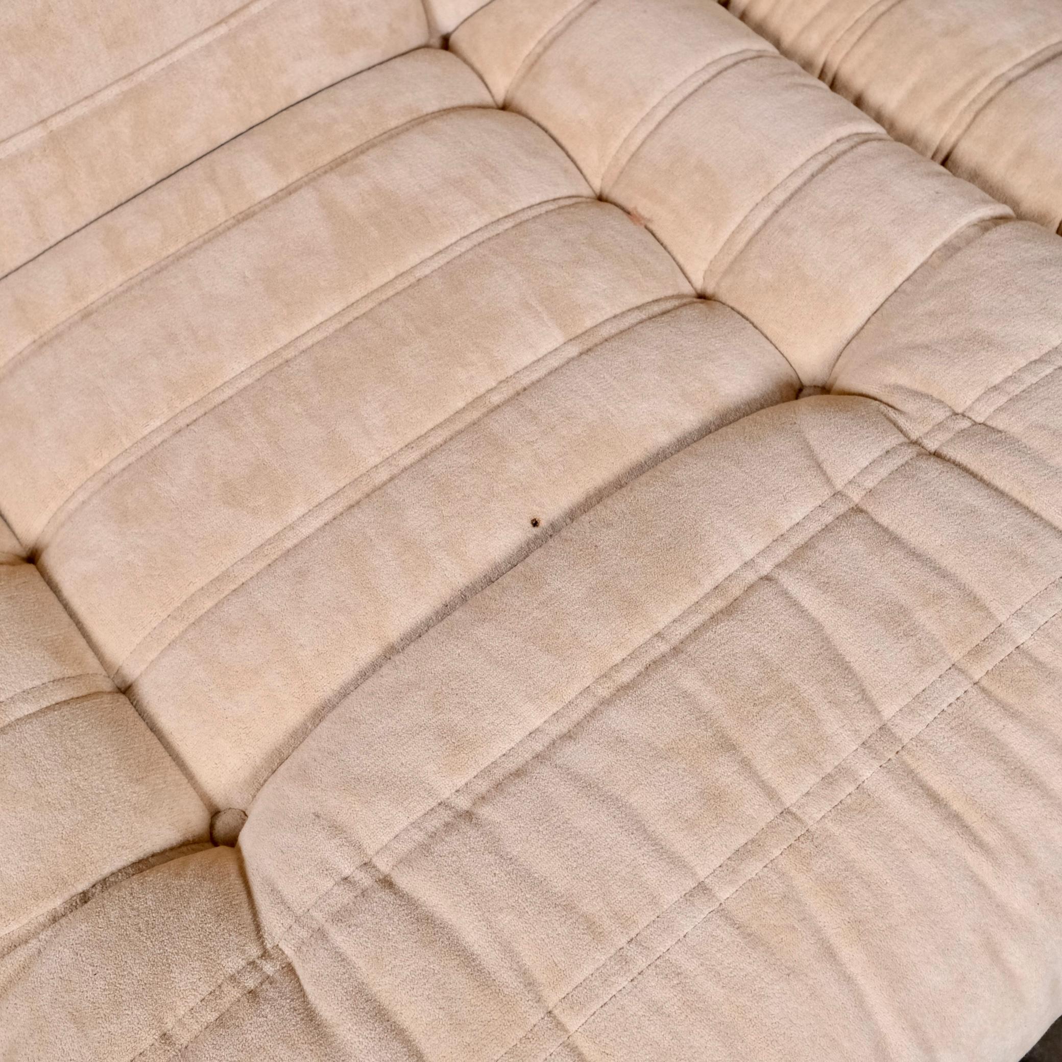 Cream velvet sectional sofa or living room set by Erton, France, 1970s 11