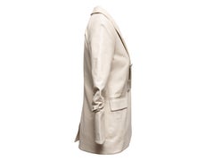 Cream Veronica Beard Faux Leather Blazer