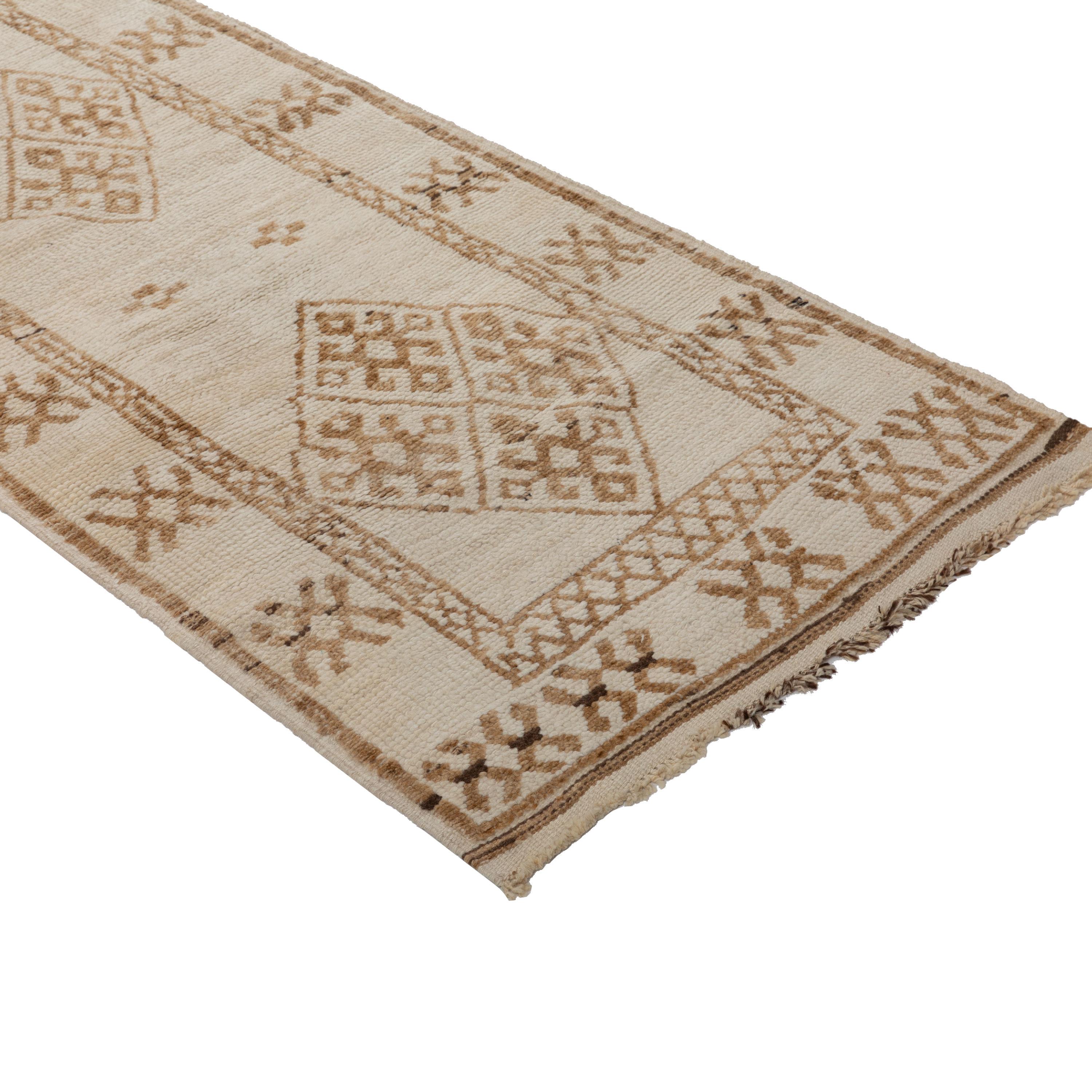 Turkish abc carpet Cream Vintage Wool Runner - 2'11