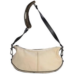 Cream Vintage Yves Saint Laurent Canvas Shoulder Bag