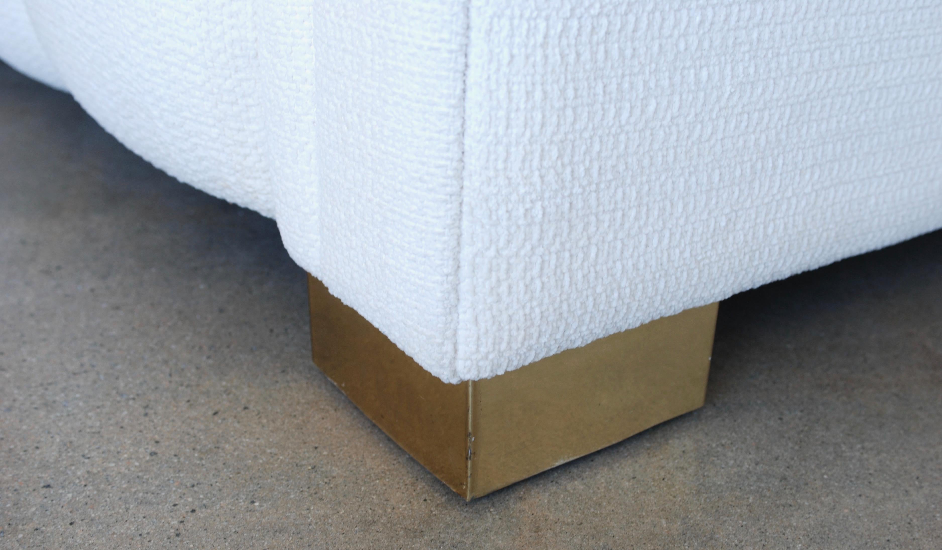 Cream White and Brass Steve Chase Style Channel Tufted Daybed 7