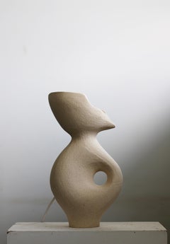 Cream White Stoneware Exo Table Lamp by Abid Javed