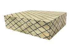 Cremefarbener Kasten mit schwarzem, geätztem Rautenmuster, Indien, Contemporary