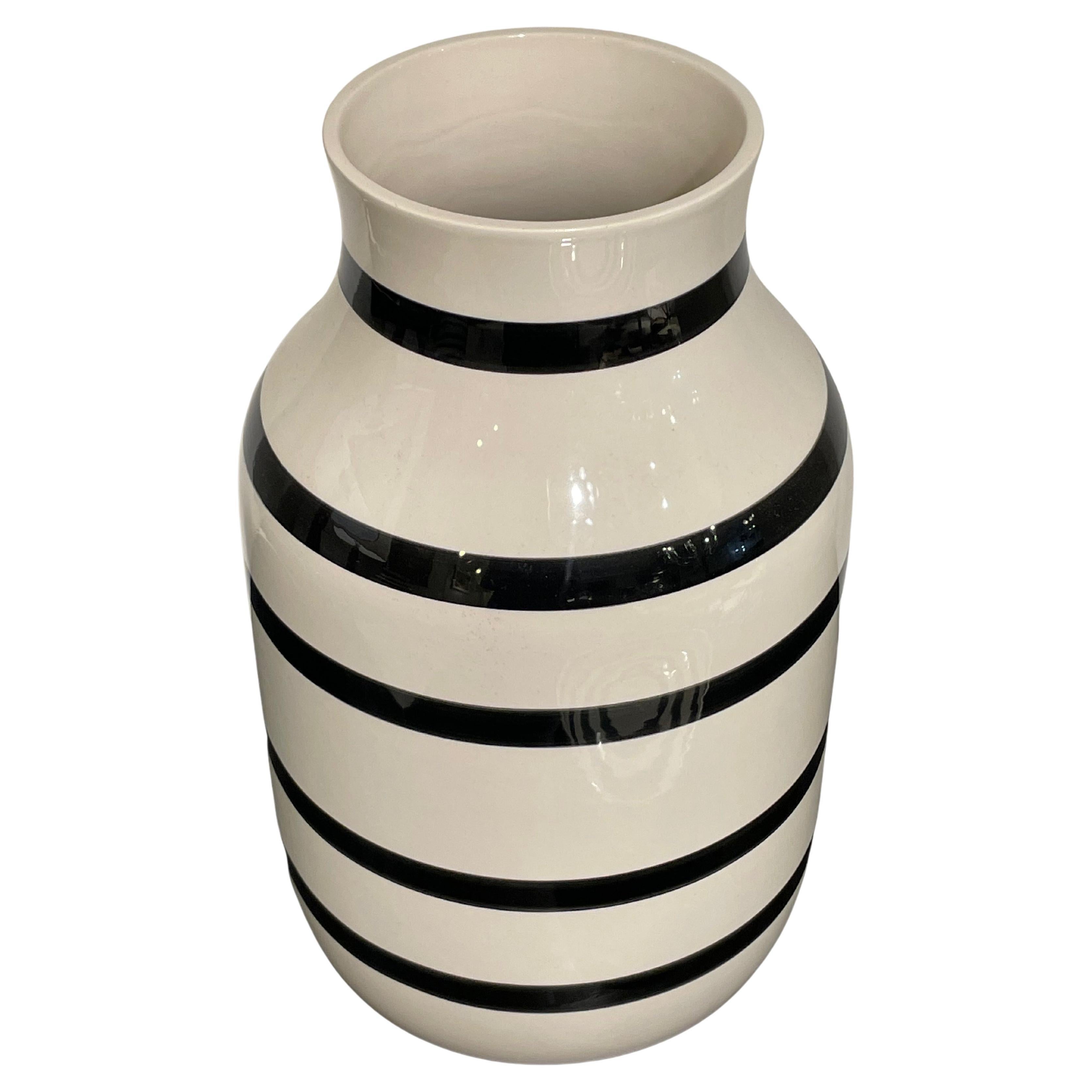 Cream With Black Horizontal Stripes Vase, Denmark, Mid Century For Sale