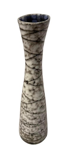 Cream With Brown Brutalist Design Thin Shaped Vase, Hungary, 1940s