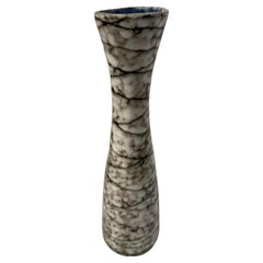Cream With Brown Brutalist Design Thin Shaped Vase, Hungary, 1940s
