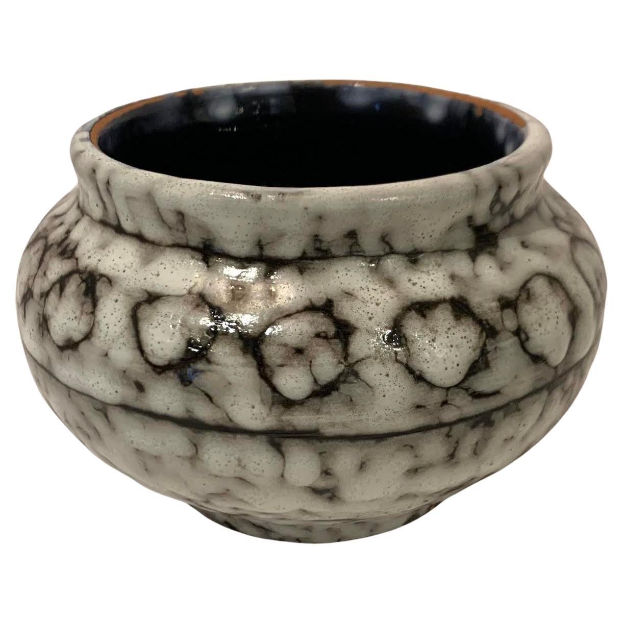 Cream With Brown Circle Pattern Vase, China, Contemporary