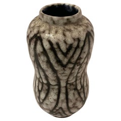 Cream With Brown Vertical Oval Pattern Vase, China, Contemporary