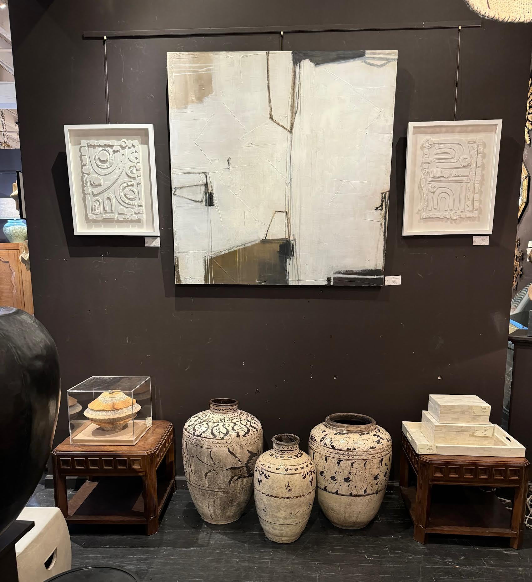 Grand vase à décor peint à la main en crème et brun foncé, Chine, XIXe siècle en vente 3