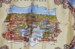 Sciarpa "Scene di Roma" color crema con bordi bianchi