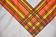 "Cream With Yellow & Tangerine Plaids" Silk Scarf