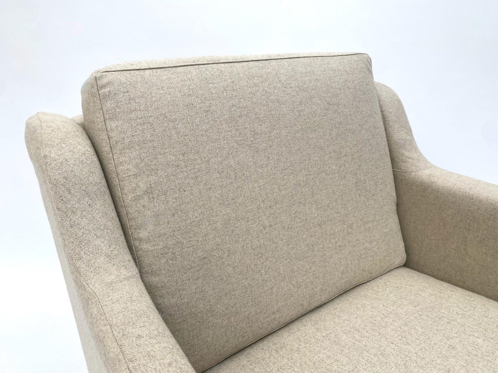 Cream Wool and Teak Armchair Mid-Century Chair 1960s, Danish 5