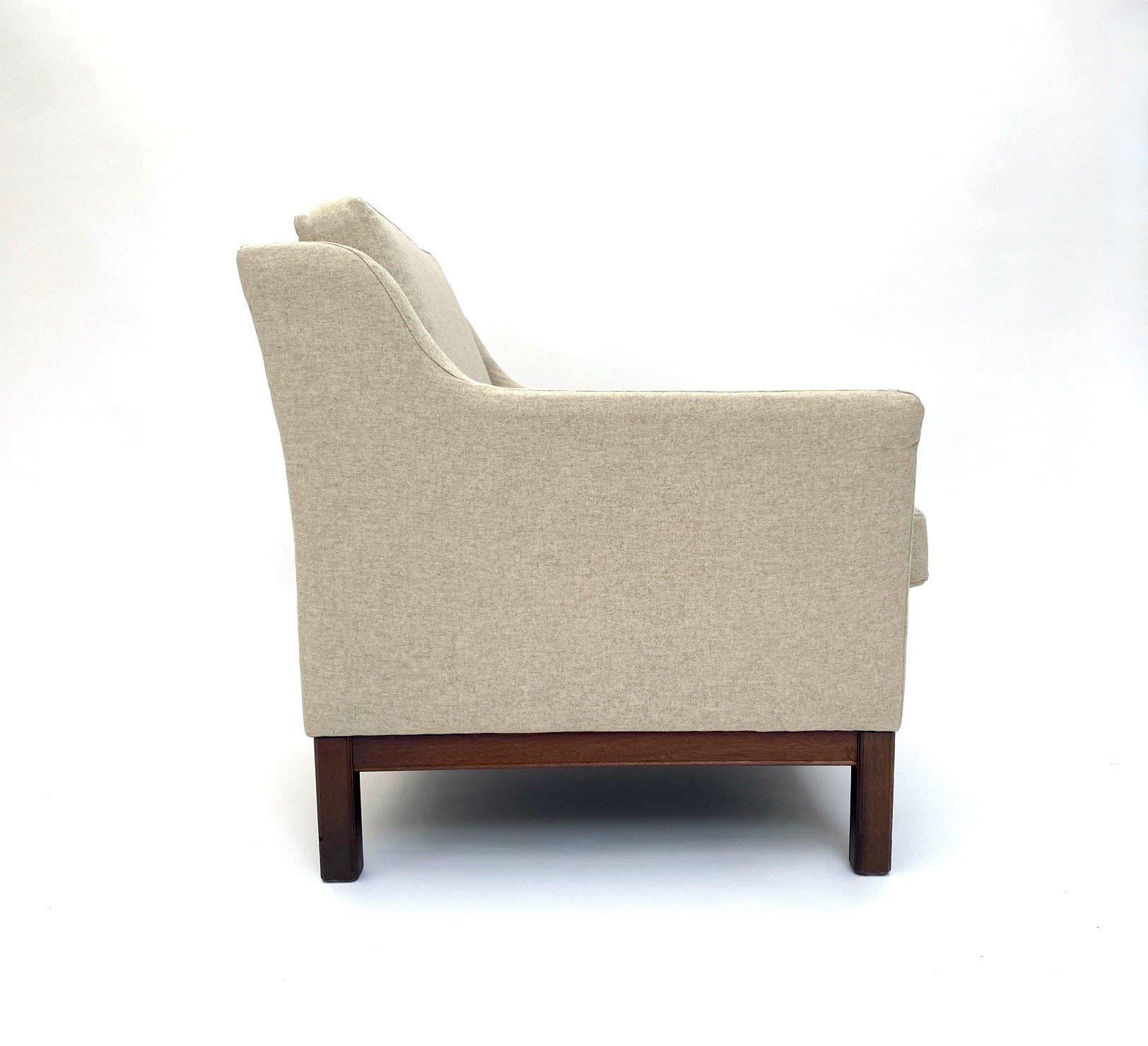 Cream Wool and Teak Armchair Mid-Century Chair 1960s, Danish 6