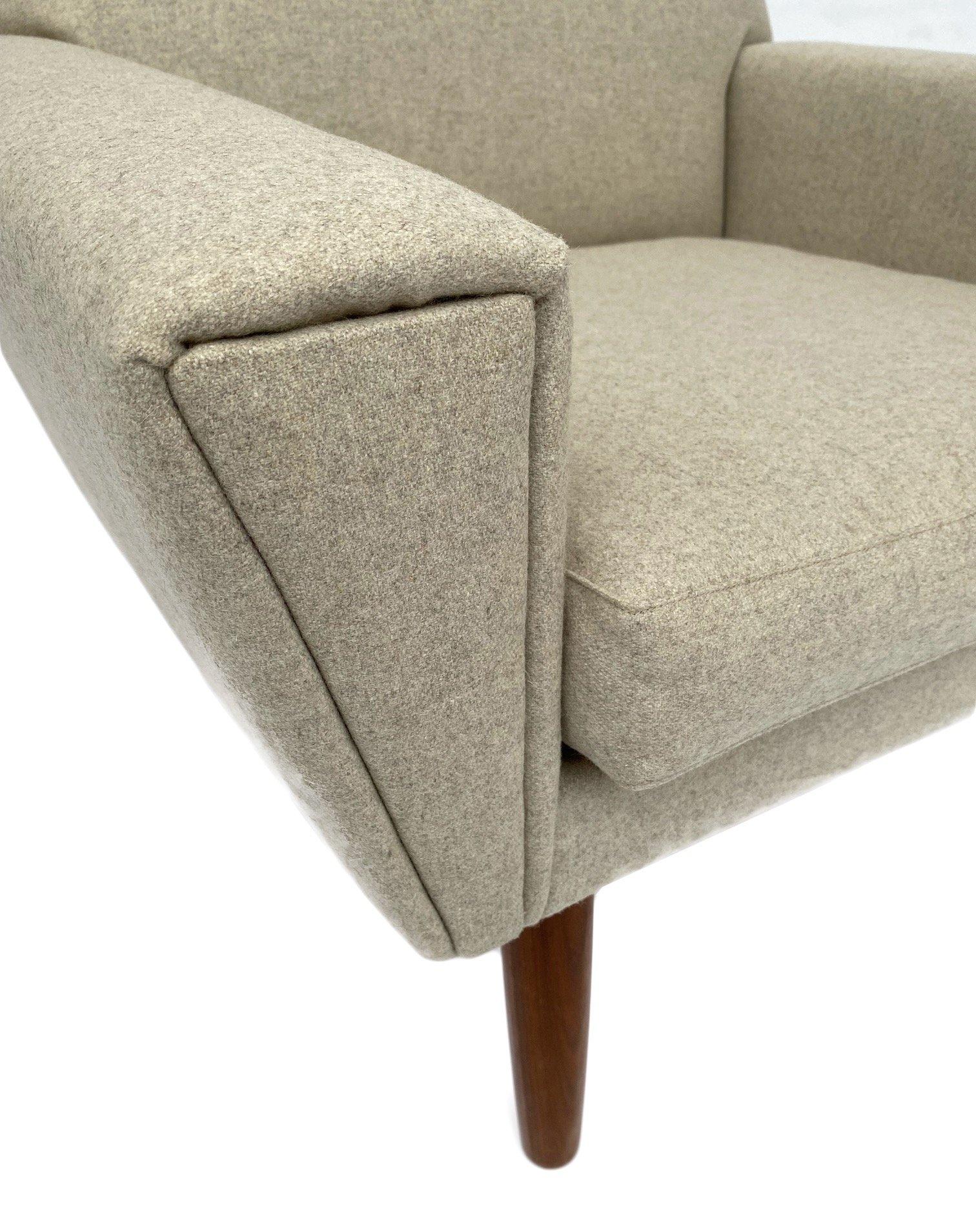 Cream Wool and Teak Armchair Mid Century Chair 1960s Danish 7