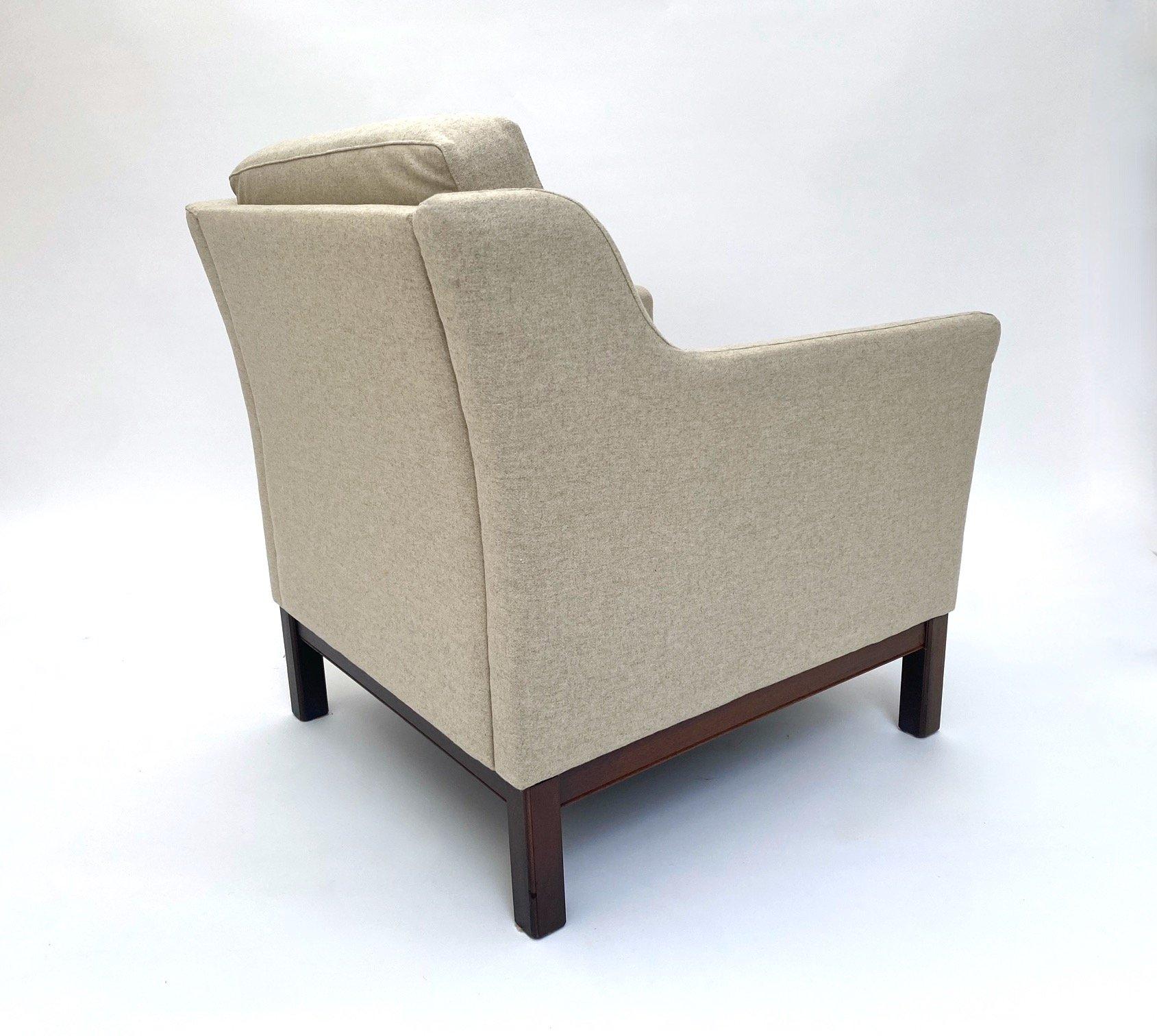 Cream Wool and Teak Armchair Mid-Century Chair 1960s, Danish In Excellent Condition In London, GB