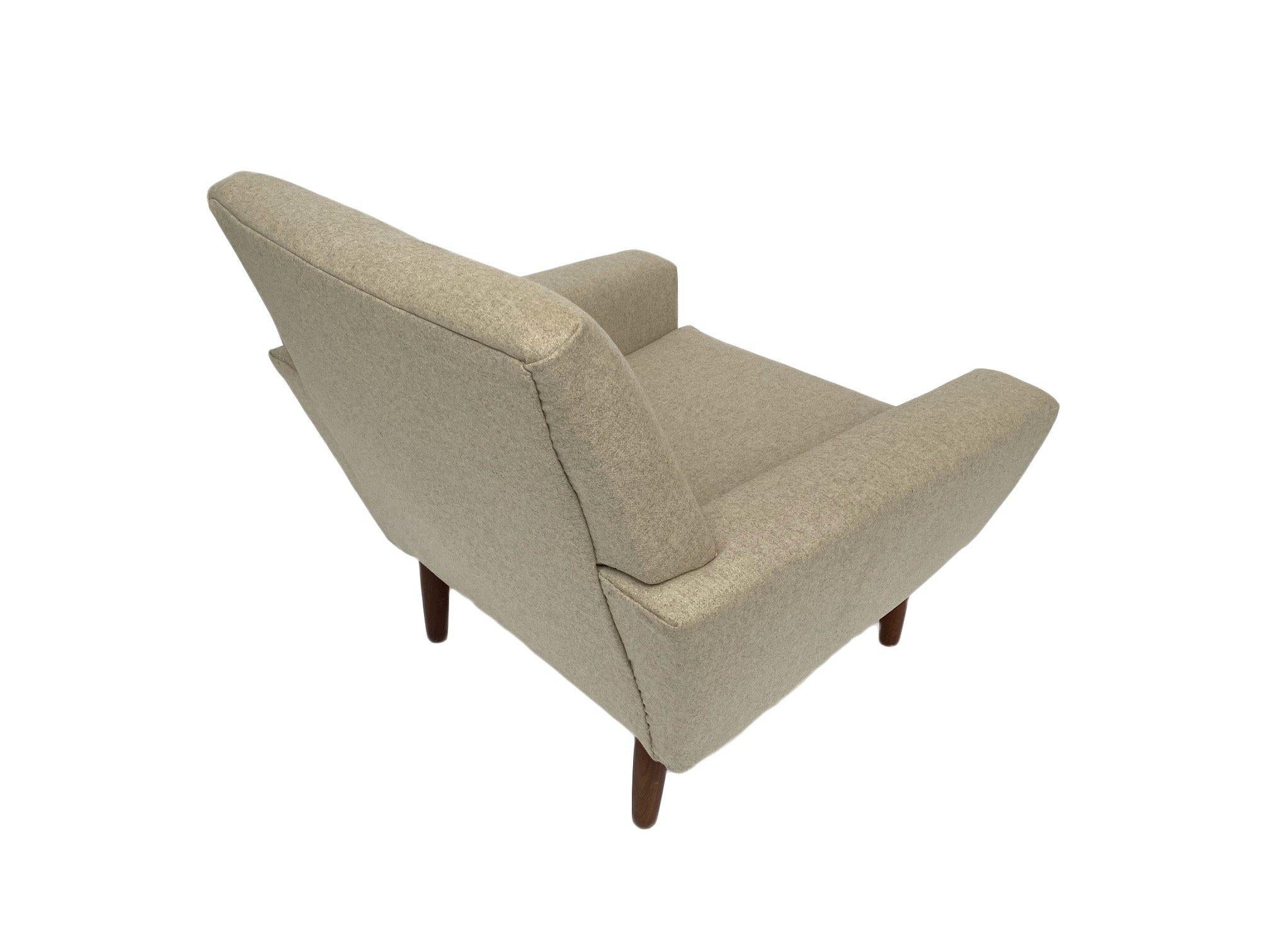 Cream Wool and Teak Armchair Mid Century Chair 1960s Danish 1