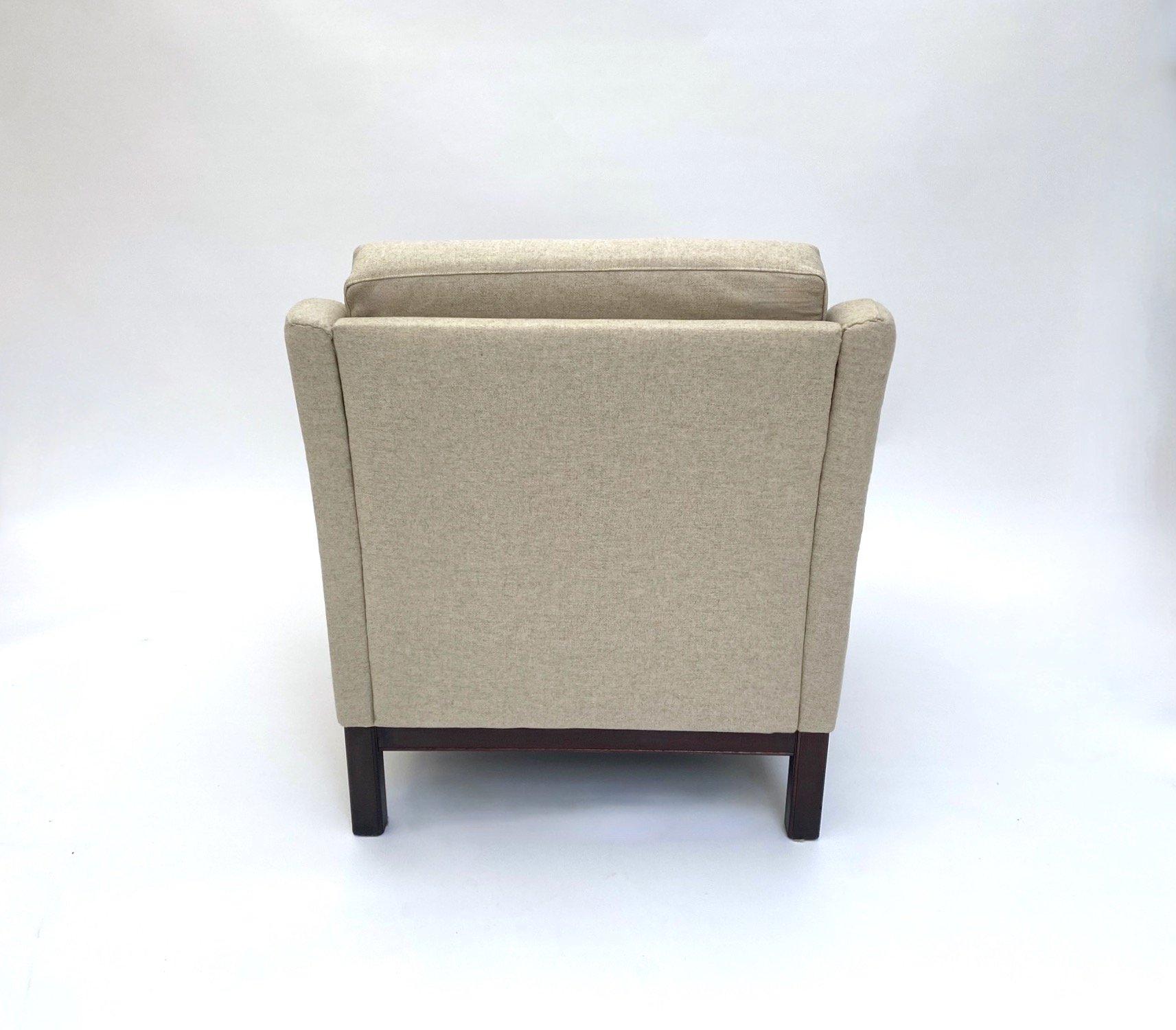 Cream Wool and Teak Armchair Mid-Century Chair 1960s, Danish 1