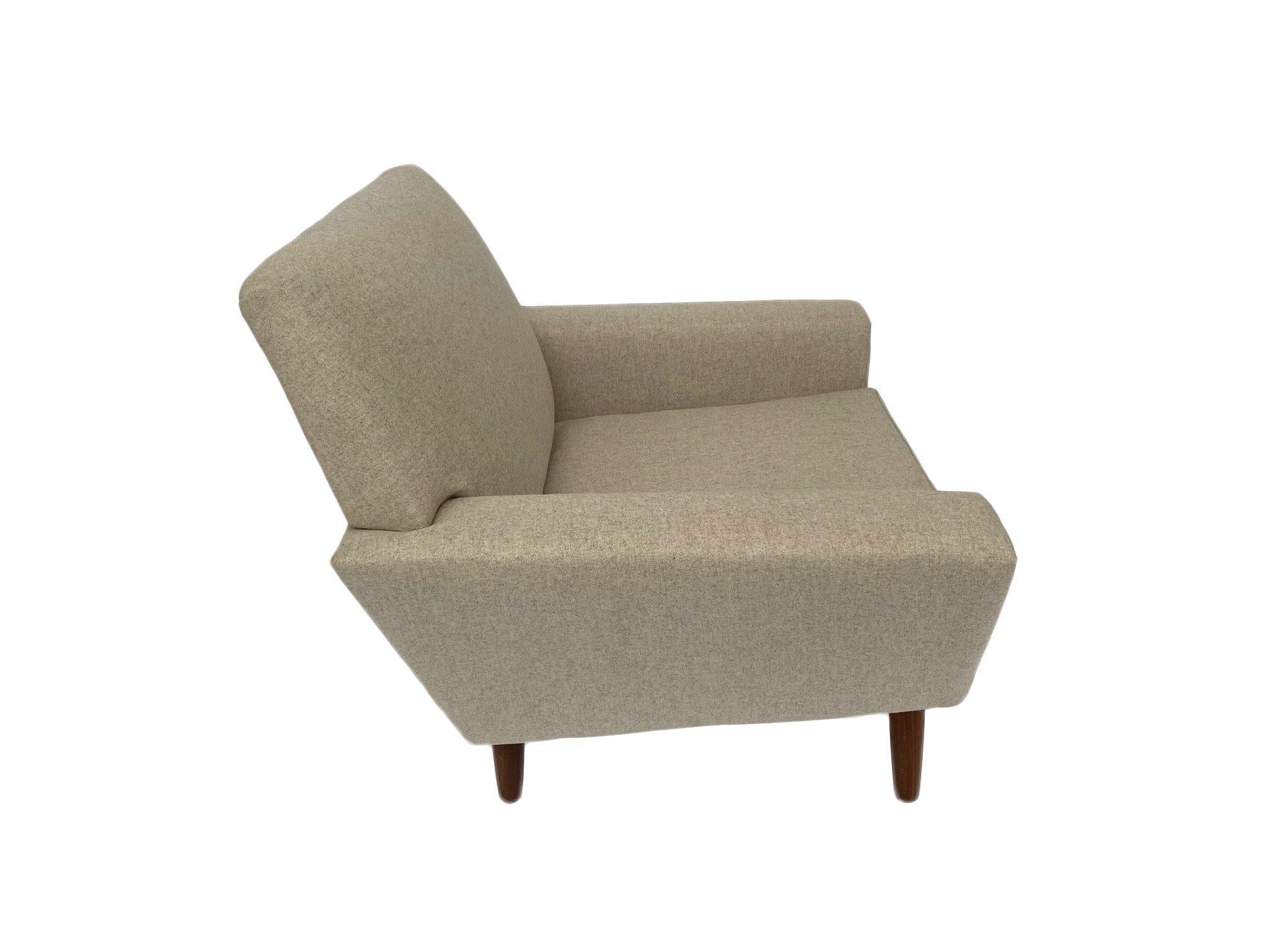 Cream Wool and Teak Armchair Mid Century Chair 1960s Danish 3