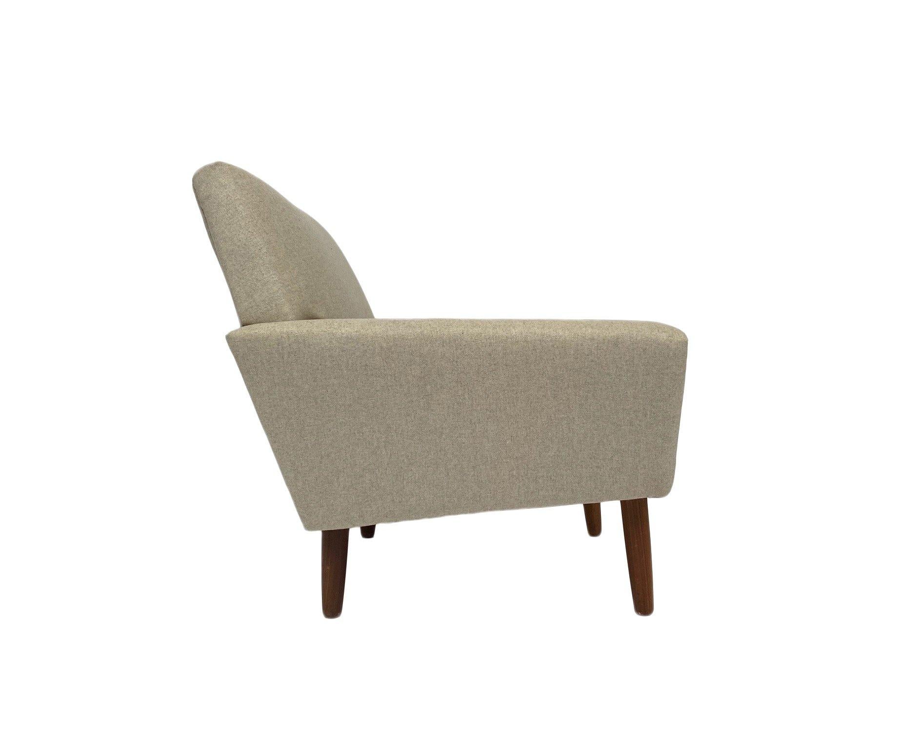 Cream Wool and Teak Armchair Mid Century Chair 1960s Danish 4