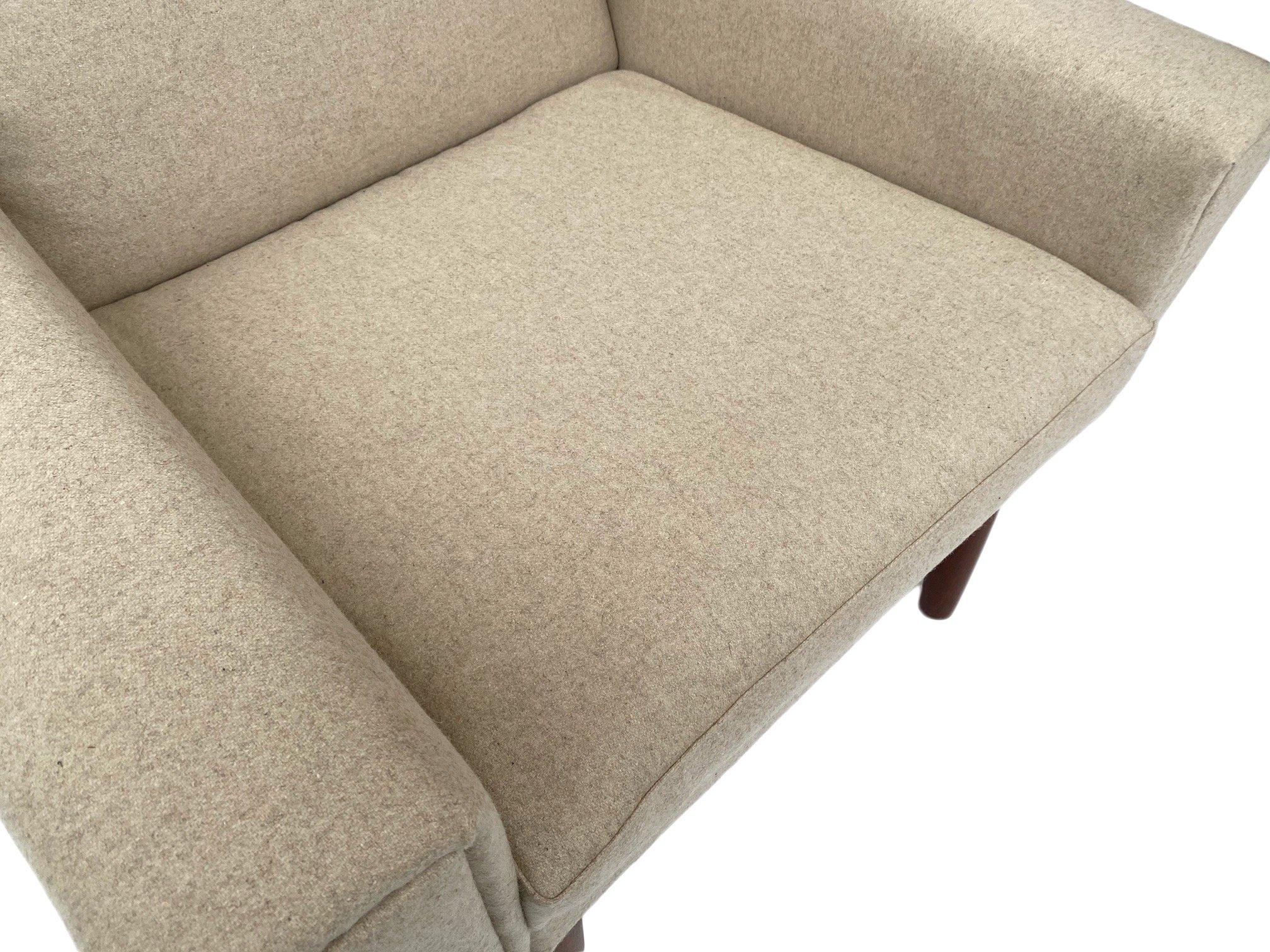 Cream Wool and Teak Highback Armchair Mid Century Chair 1960s Danish For Sale 7