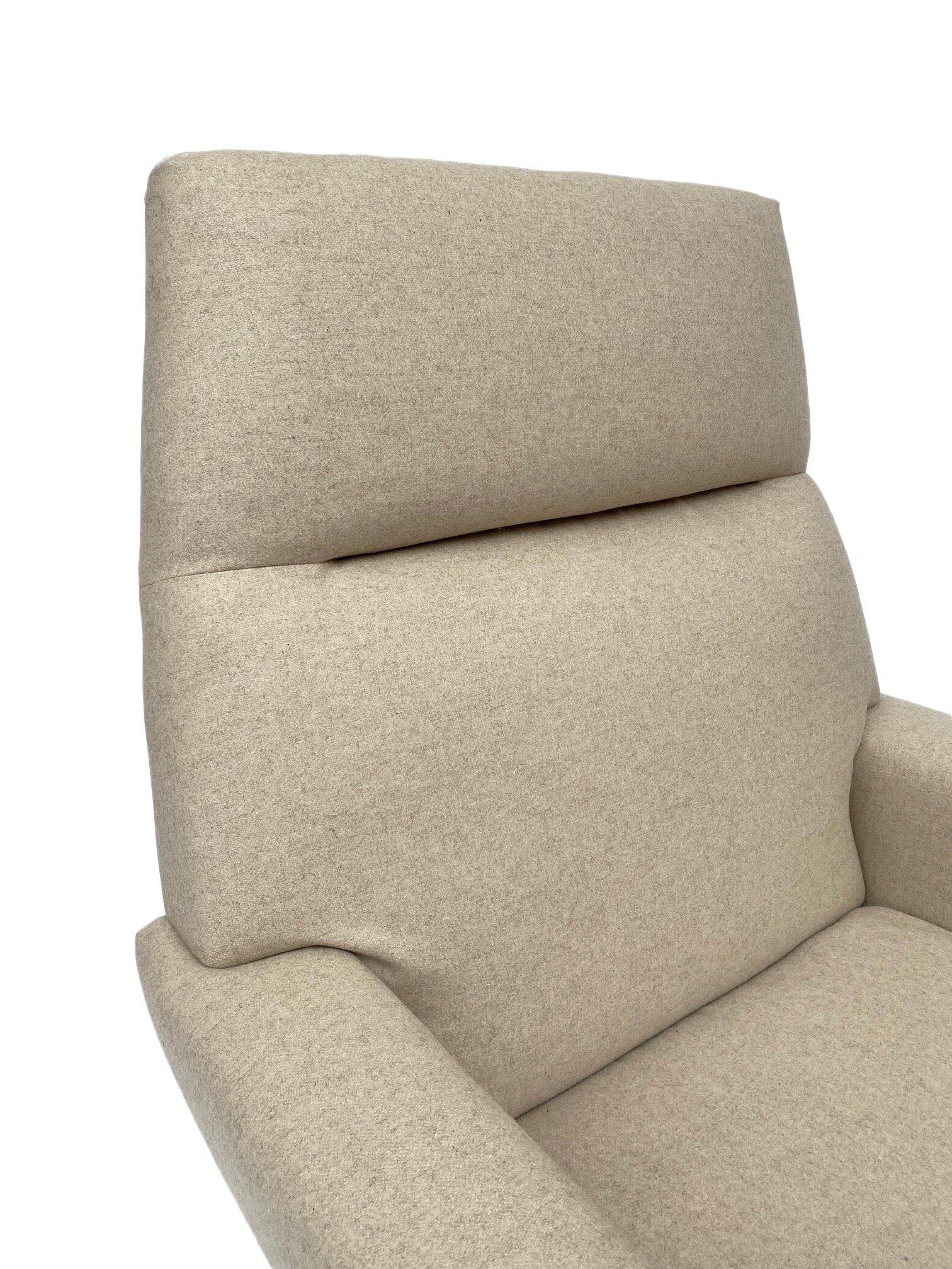 20th Century Cream Wool and Teak Highback Armchair Mid Century Chair 1960s Danish