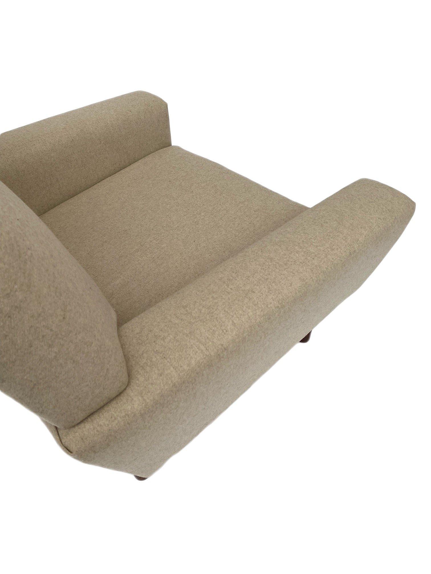 Cream Wool and Teak Highback Armchair Mid Century Chair 1960s Danish For Sale 4