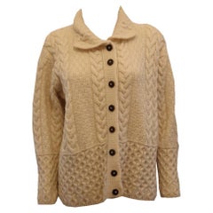 Cream Wool Aran Knit Cardigan /Jacket