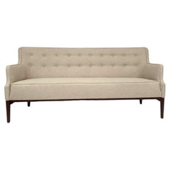 Cream Wool Buttoned 3 Seater Sofa Mid Century 1950s Danish