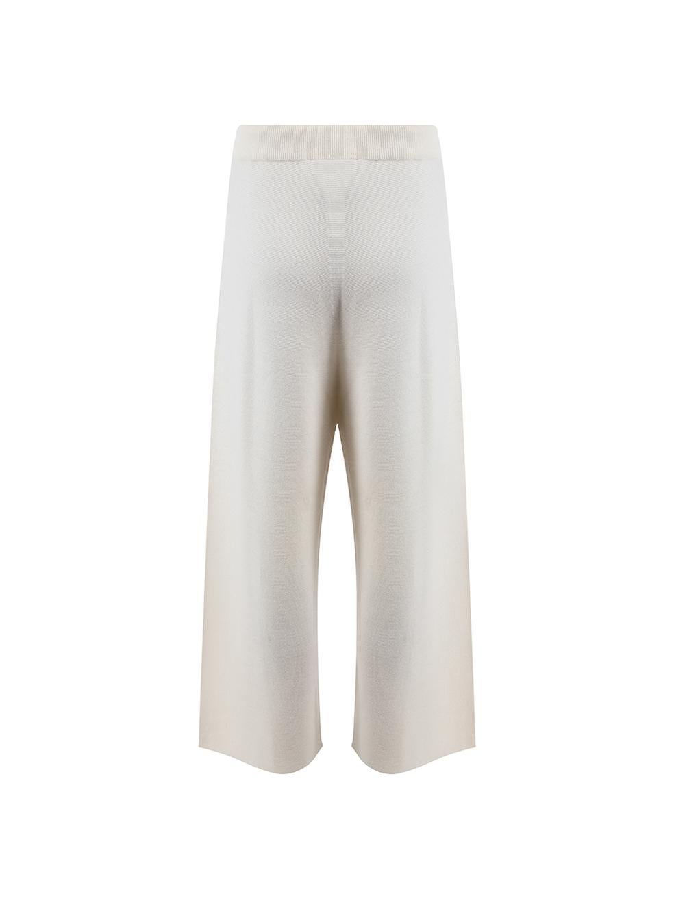 Fabiana Filippi Cream Wool Wide Leg Knitted Culottes Size L In Good Condition In London, GB