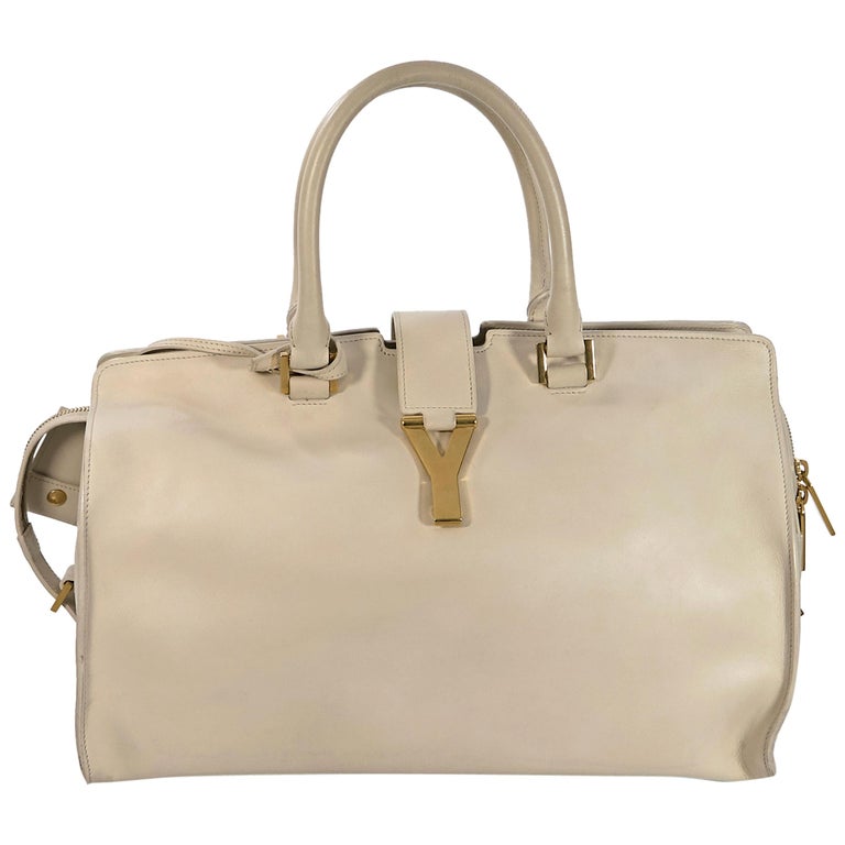 Cream Yves Saint Laurent Cabas Chyc Tote Bag For Sale at 1stDibs