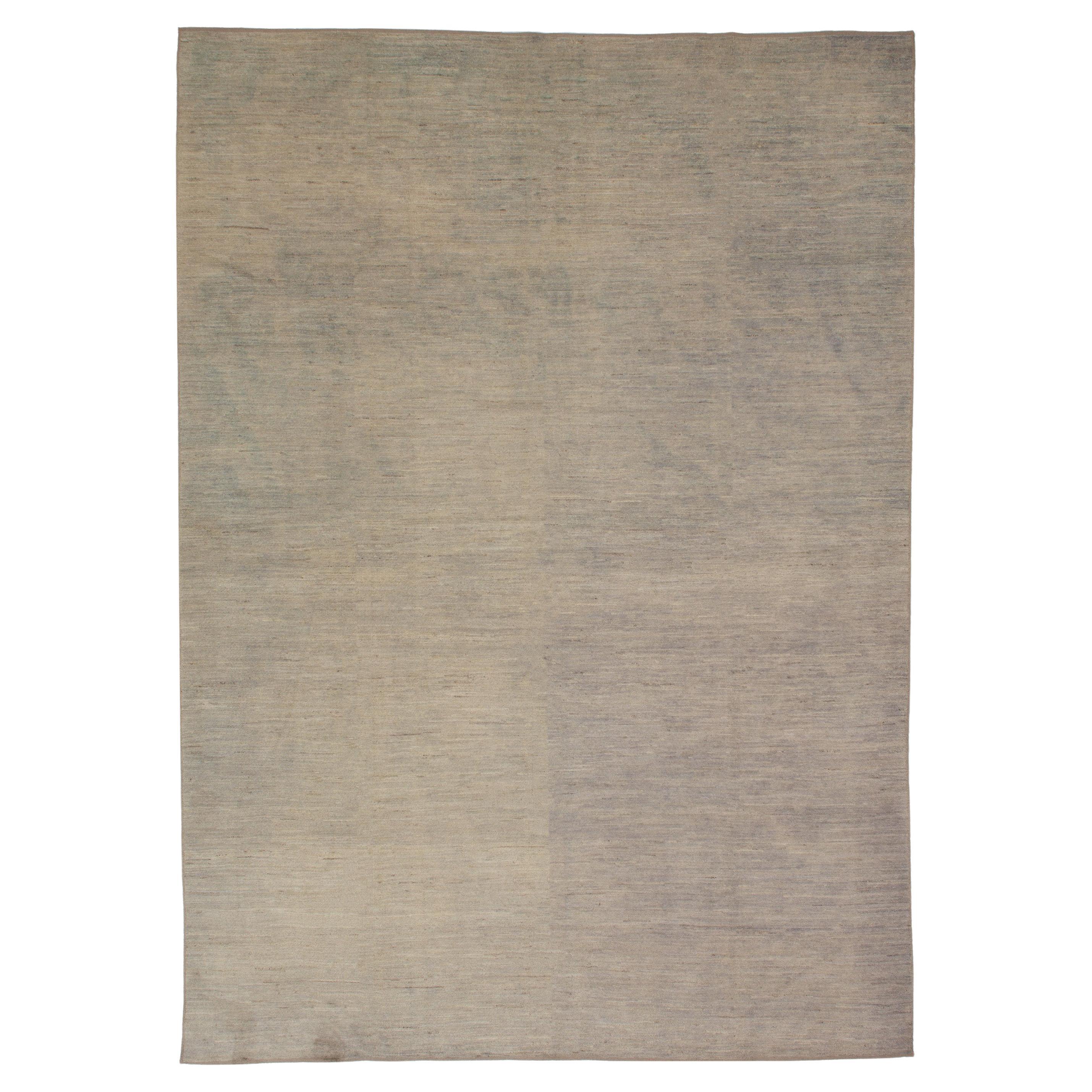 abc carpet Cream Zameen Transitional Wool Rug - 9'9" x 14'2" For Sale
