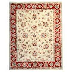 Creme Ziegler Teppich Floral Orientalischer Teppich, All Over Wool Floor Rug