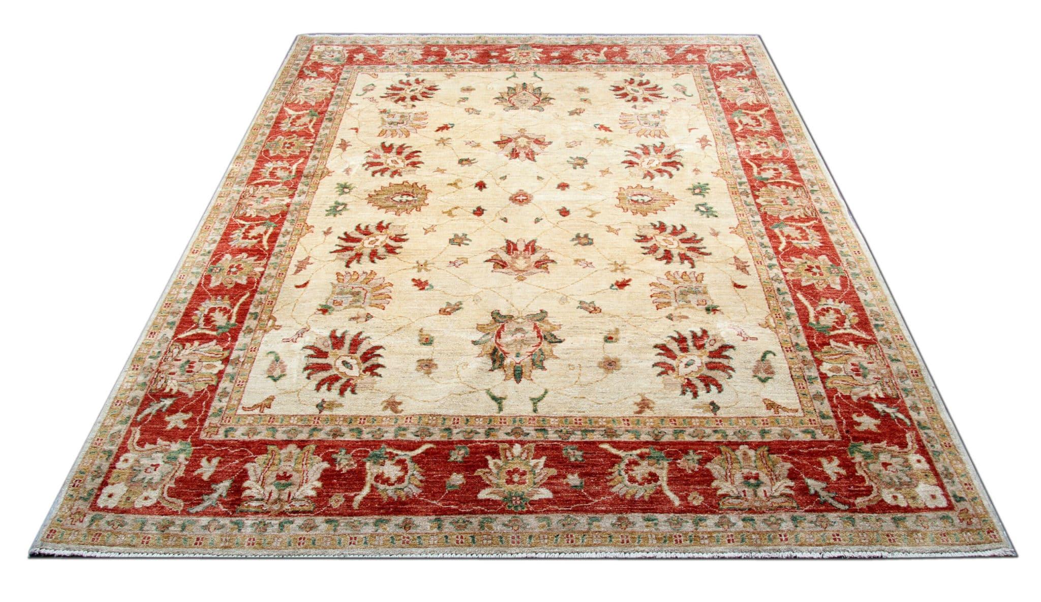 Alfombra Ziegler Crema Alfombra Oriental Floral, Alfombra de Lana Anudada a Mano Moderno de mediados de siglo en venta