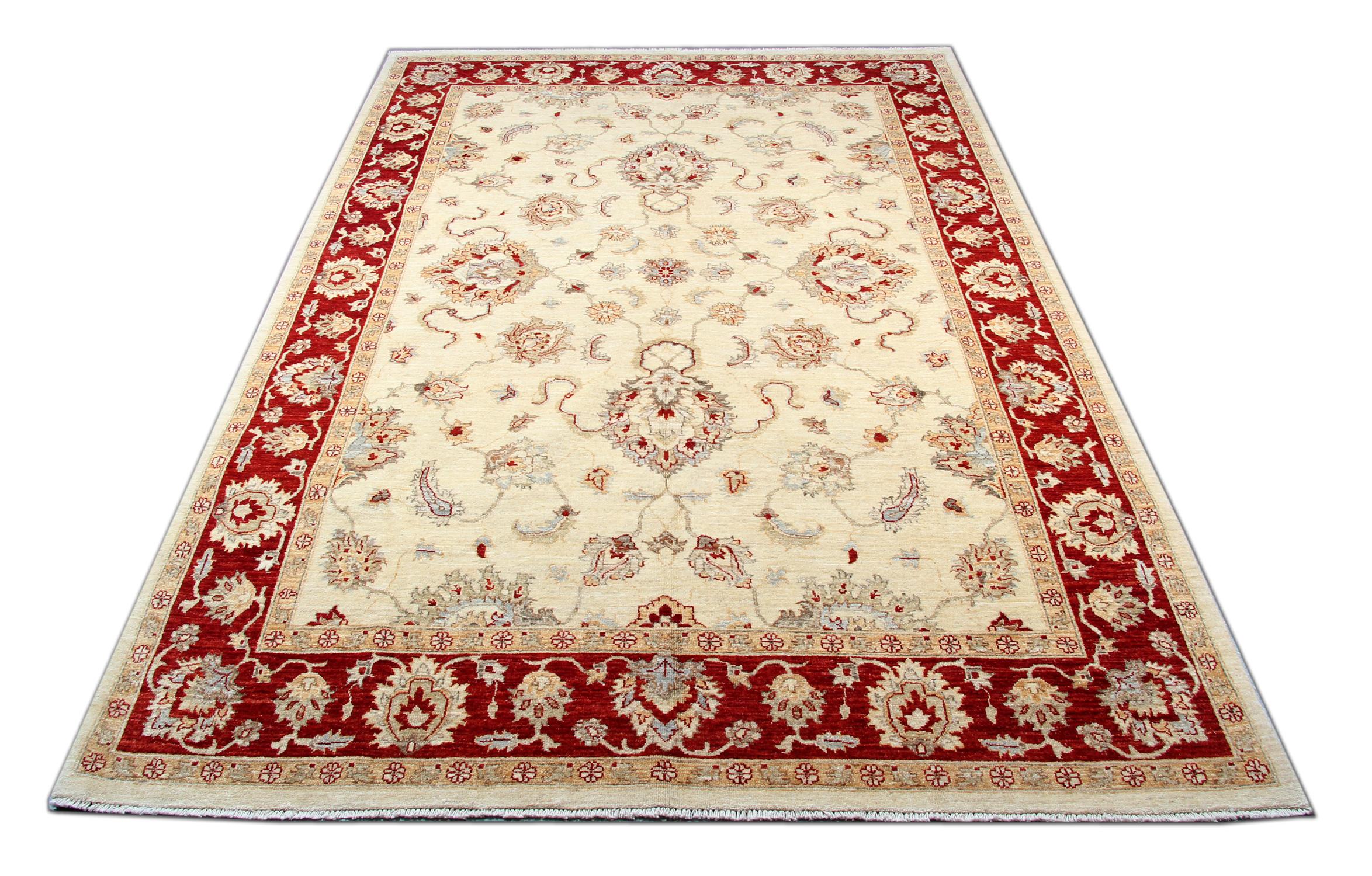 Alfombra Ziegler Crema Alfombra Oriental Floral, Alfombra de Lana para Salones Art Decó en venta