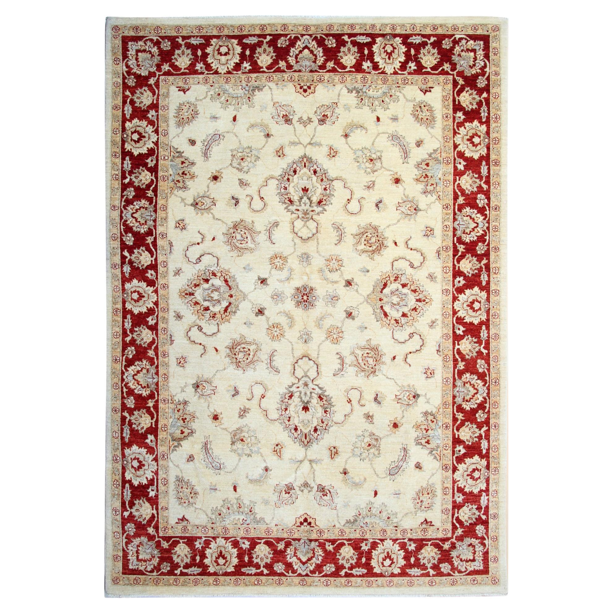 Cream Ziegler Rug Floral Oriental Carpet, Wool Livingroom Rug