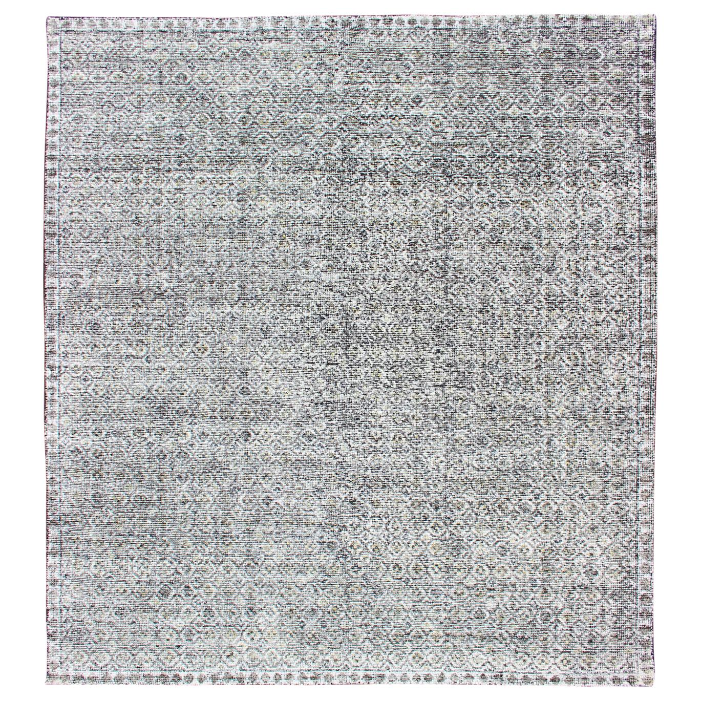 Creams, Ivory, Cream, and Charcoal Modern Distressed Rug For Sale