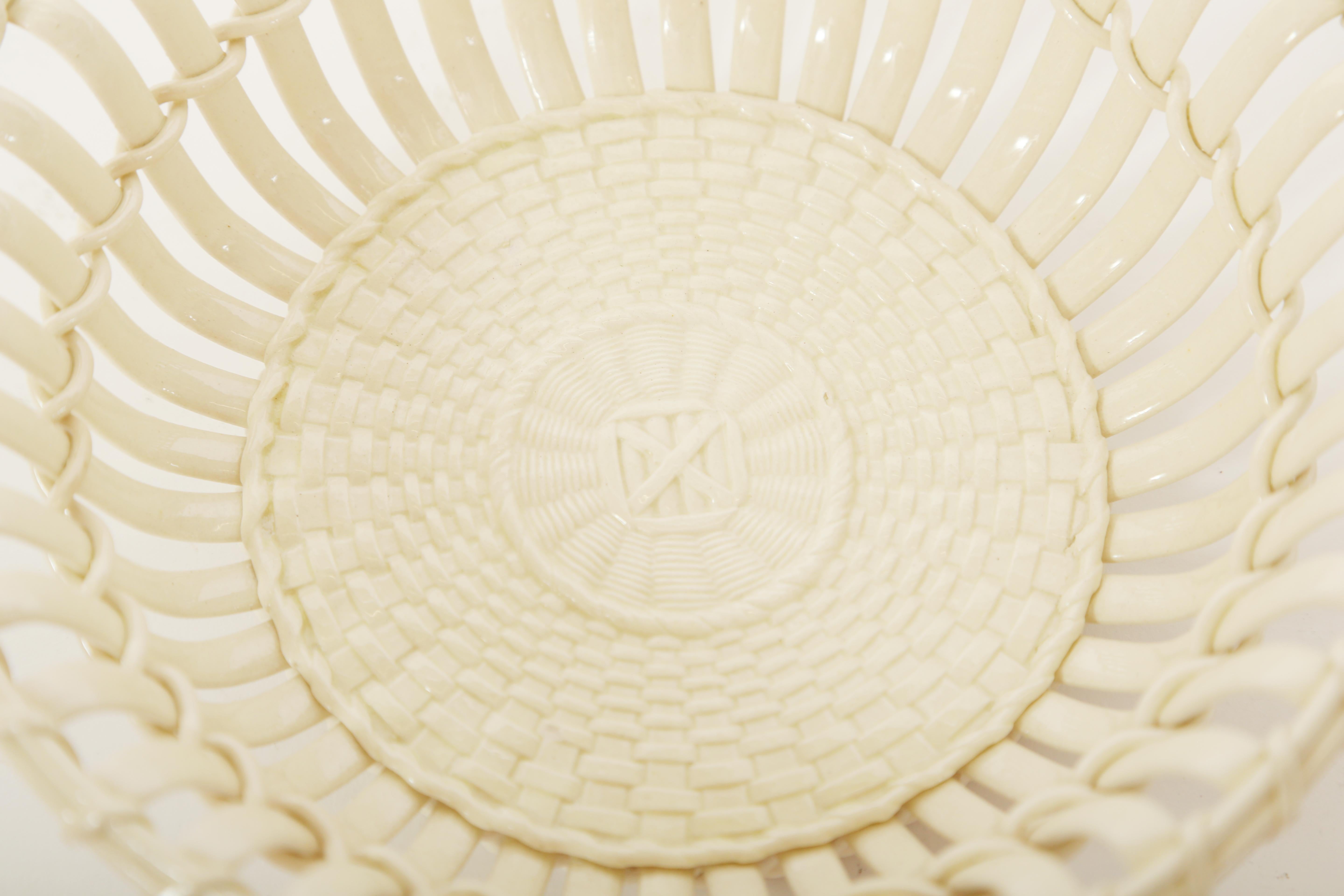 Hand-Crafted Creamware Chestnut Basket by  Wedgwood