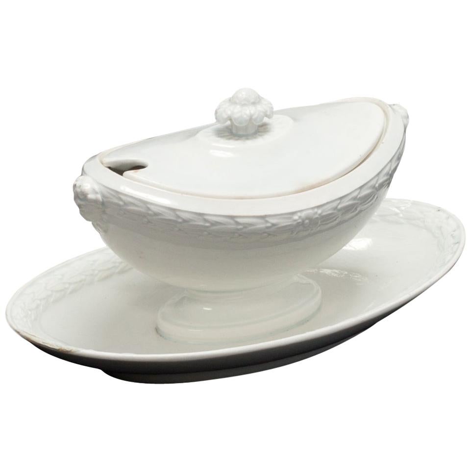 Creamware "Faïence Fine" Sauce Boat from Late 19th Century, France