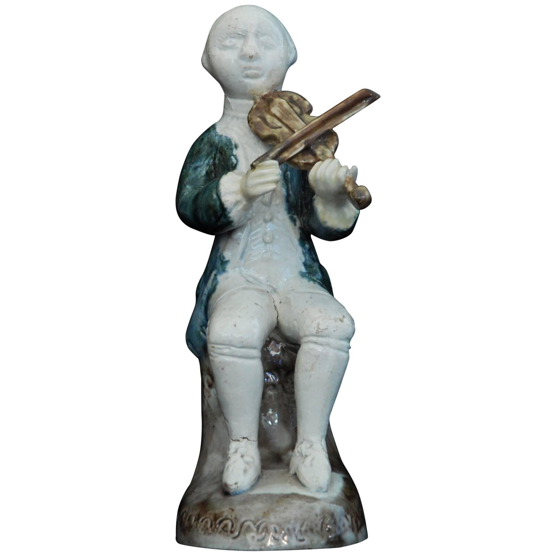 Creamware Figure of a Violinist, Ralph Wood Sr, circa 1745