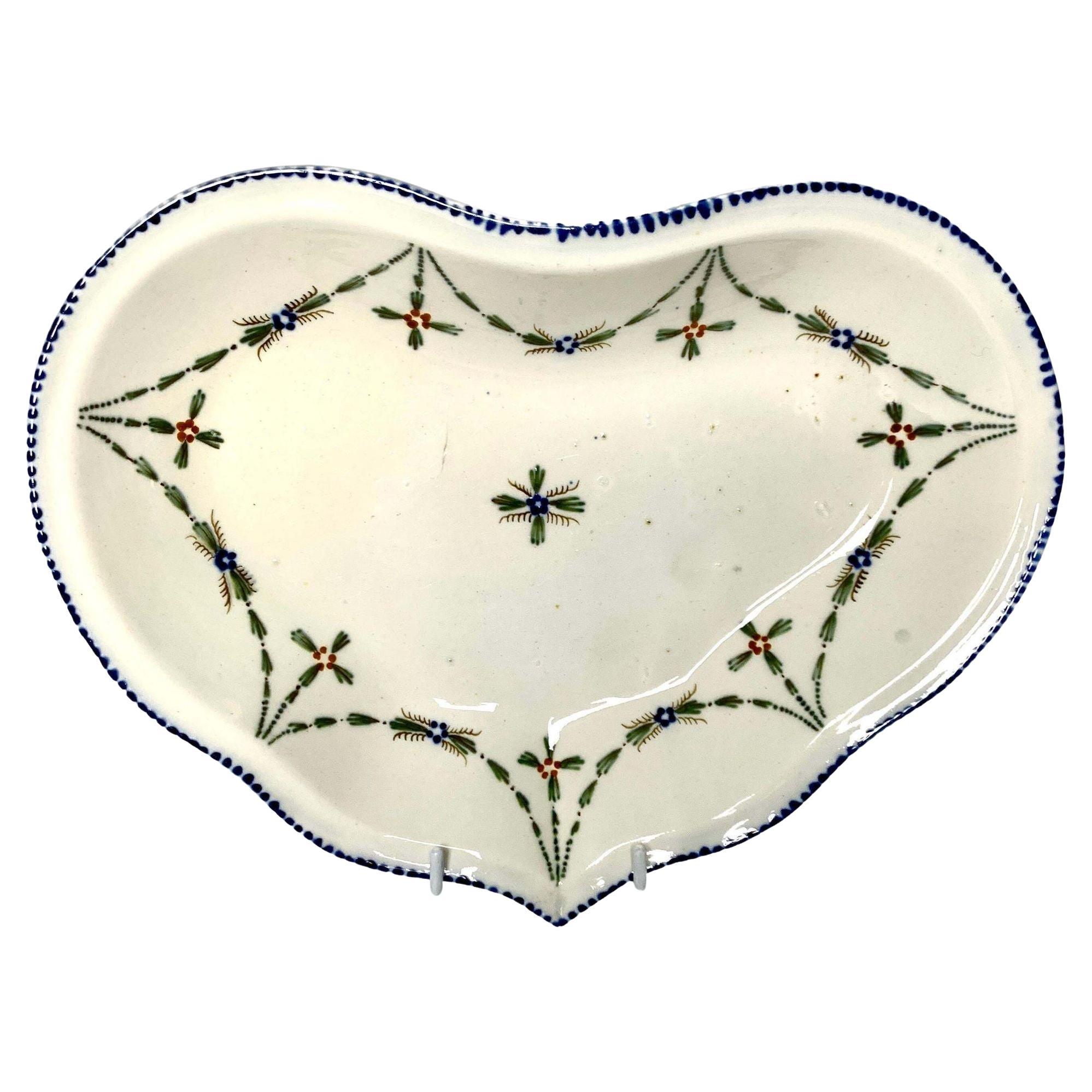 Creamware Heart Shaped Dish England Late 18th Century Made by Wedgwood and Co For Sale